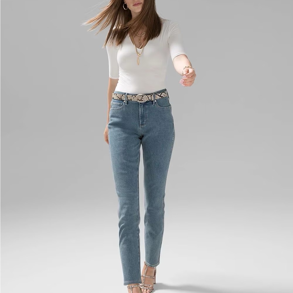 High-rise Sculpt Straight Leg Jean, WHBM, Size 4, Grotto Vintage